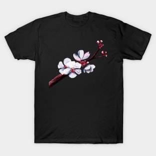 Cherry Blossom Flowers Watercolor Painting T-Shirt